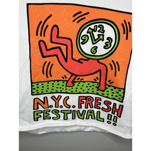 Uniqlo Keith Haring NYC Fresh Festival Cut Cropped T-Shirt Vintage Inspired Sz M - Picture 3 of 5